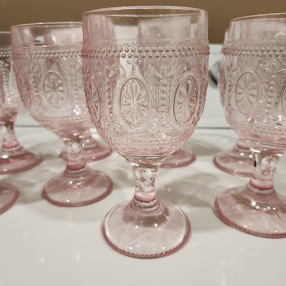8 - Pier 1 Santa Clara Pattern Pink Goblets - Picture 2 of 3